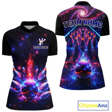 Load image into Gallery viewer, Personalized Galaxy Bowling Shirt Polo &amp; 1/4-Zip for Women Bowling Jersey League QZT837
