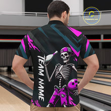 Load image into Gallery viewer, Custom Pink Skull Bowling Team Shirt for Men Polo &amp; 1/4 Zip Bowling League Jersey Bowling Unisex QZT794