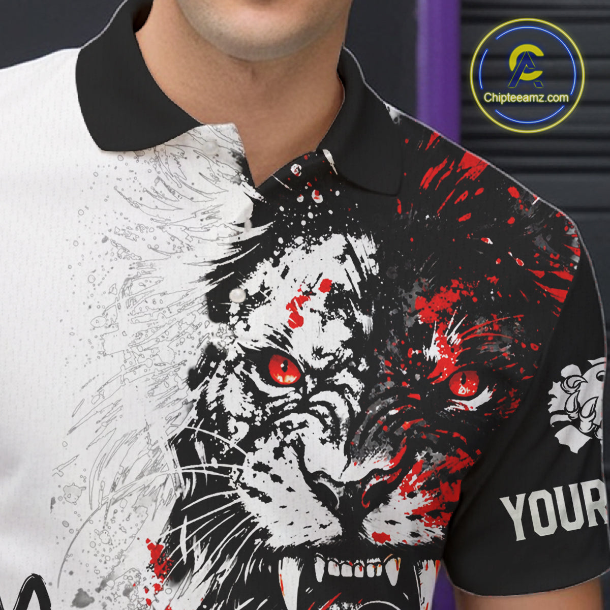 Custom Red & White Tiger Bowling Team Jersey for Men Bowling Shirt Polo & 1/4 Zip Bowling Outfit QZT841