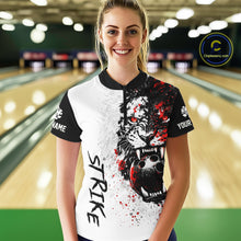 Load image into Gallery viewer, Custom Red &amp; White Tiger Bowling Team Jersey for Women Bowling Shirt Polo &amp; 1/4 Zip Bowling Outfit QZT841