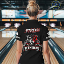 Load image into Gallery viewer, Custom Red &amp; White Tiger Bowling Team Jersey for Women Bowling Shirt Polo &amp; 1/4 Zip Bowling Outfit QZT841