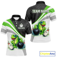 Load image into Gallery viewer, Personalized Funny Green Frog Bowling Shirt Ugly Bowling Jersey Unisex Polo for Men QZT845