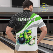 Load image into Gallery viewer, Personalized Funny Green Frog Bowling Shirt Ugly Bowling Jersey Unisex Polo for Men QZT845