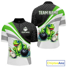 Load image into Gallery viewer, Personalized Funny Green Frog Bowling Shirt Ugly Bowling Jersey Unisex Polo for Men QZT845
