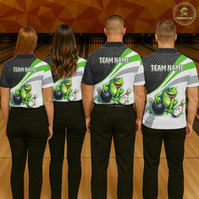 Load image into Gallery viewer, Personalized Funny Green Frog Bowling Shirt Ugly Bowling Jersey Unisex Polo for Men QZT845