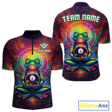 Load image into Gallery viewer, Custom Zen Frog Billiard Shirt for Men 8 Ball Meditation Style Billiard Jersey Pool Shit BHT13