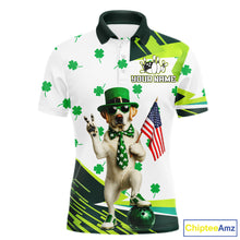 Load image into Gallery viewer, Custom Green Funny Golden Retriever Dog Bowling Shirt Samrock Pattern Bowling St. Patrick Day for Men QZT936