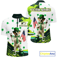 Load image into Gallery viewer, Custom Green Funny Golden Retriever Dog Bowling Shirt Samrock Pattern Bowling St. Patrick Day for Men QZT936