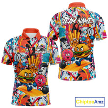 Load image into Gallery viewer, Custom Graffiti Funny Fast Food Bowling Shirt Bowling Team Jersey for Men Bowling Outfit QZT798