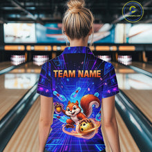 Load image into Gallery viewer, Custom Neon Funny Squirrel Bowling Shirt for Women Bowling Team Jersey Polo &amp; Quarter-Zip Bowling Outfit QZT981