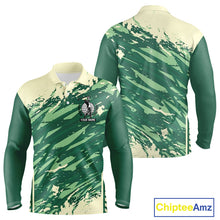 Load image into Gallery viewer, Green Long Sleeve Golf Polo Shirt Custom Name Golf Clubs Personalized Team Golf Tops NHN0007
