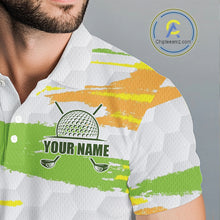 Load image into Gallery viewer, Mens Golf Polo Shirt Custom Name Green Pattern Golf Shirts Custom Golf Clubs For Team Golf Top NHN0020