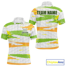 Load image into Gallery viewer, Mens Golf Polo Shirt Custom Name Green Pattern Golf Shirts Custom Golf Clubs For Team Golf Top NHN0020