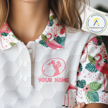 Load image into Gallery viewer, Women Golf Polo Shirt Pink Floral Flamingo Pattern Tropical Leaves Custom Team Golf Polo Shirts NHN0021