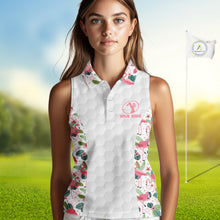 Load image into Gallery viewer, Womens Sleeveless Golf Polo Shirt Floral Flamingo Pattern Tropical Leaves Custom Team Golf Polo NHN0021