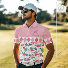 Load image into Gallery viewer, Flamingo Argyle Pattern Mens Golf Polo Shirt Funny Floral Custom Golf Shirt Unique Golfer Gift Apparel NHN0022