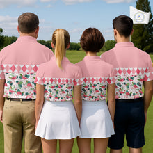 Load image into Gallery viewer, Flamingo Argyle Pattern Mens Golf Polo Shirt Funny Floral Custom Golf Shirt Unique Golfer Gift Apparel NHN0022