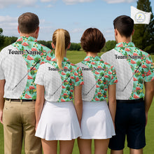 Load image into Gallery viewer, Custom Mens Golf Polo Shirt Green Tropical Pink Flamingo Pattern Personalized Team Golf Top NHN0023