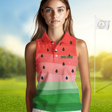 Load image into Gallery viewer, Watermelon Polo Shirt, Funny Womens Sleeveless Golf Polo Shirt Custom Golf Attire For Ladies NHN0152
