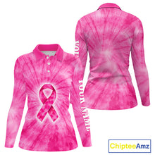 Load image into Gallery viewer, Pink Breast Cancer Golf Shirt Custom Womens Long Sleeve Golf Polo Shirt Cancer Awareness, Golf Gifts NHN0153