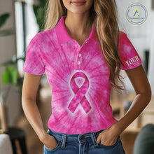 Load image into Gallery viewer, Pink Breast Cancer Golf Shirt Custom Women Golf Polo Shirt Tie Dye Pattern Personalized Golf Gifts NHN0153