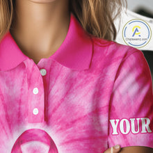 Load image into Gallery viewer, Pink Breast Cancer Golf Shirt Custom Women Golf Polo Shirt Tie Dye Pattern Personalized Golf Gifts NHN0153