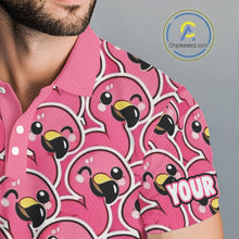 Load image into Gallery viewer, Pink Flamingo Pattern Mens Golf Polo Shirts Custom Name Funny Team Golf Tops For Men, Golf Gifts NHN0160