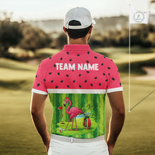 Load image into Gallery viewer, Funny Watermelon Polo Shirt, Mens Golf Polo Shirts Custom Tropical Pattern, Flamingo Golf Shirts NHN0183