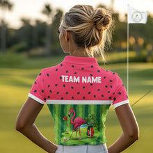 Load image into Gallery viewer, Funny Watermelon Polo Shirt, Womens Golf Polo Shirts Custom Tropical Pattern, Flamingo Golf Shirts NHN0183
