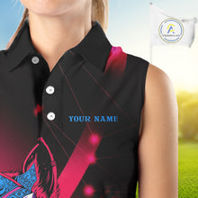 Load image into Gallery viewer, Funny Pink Wolf Womens Sleeveless Golf Polo Shirt Custom Golf Ball For Team Jersey NHN0056