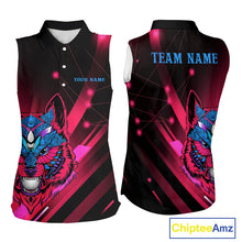 Load image into Gallery viewer, Funny Pink Wolf Womens Sleeveless Golf Polo Shirt Custom Golf Ball For Team Jersey NHN0056
