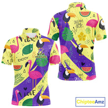 Load image into Gallery viewer, Funny Mens Golf Polo Shirt Custom Tropical Summer Pattern Flamingo Golf Shirts For Men NHN0195