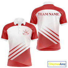 Load image into Gallery viewer, Red And White Mens Golf Polo Shirts Custom Golf Tops For Men, Personalized Golf Gifts NHN0059