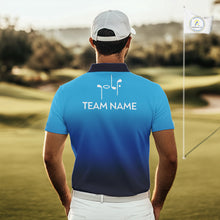 Load image into Gallery viewer, Mens Golf Polo Shirts Custom Name Golf Pattern Blue Polo Shirt Best Men Apparel For Team NHN0074