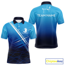 Load image into Gallery viewer, Mens Golf Polo Shirts Custom Name Golf Pattern Blue Polo Shirt Best Men Apparel For Team NHN0074