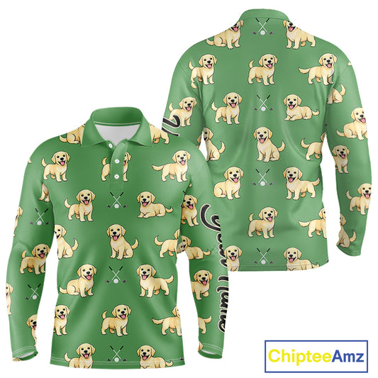 Long Sleeve Golf Polo Shirt Custom Funny Labrador Retriever Team Mens Golf Top, Dog Lover Gift NHN0215