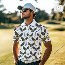 Load image into Gallery viewer, Golf Polo Shirts, Eagle Mens Golf Polo Shirts Custom Name White Golf Shirts For Men, Golf Gifts NHN0090