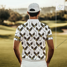 Load image into Gallery viewer, Golf Polo Shirts, Eagle Mens Golf Polo Shirts Custom Name White Golf Shirts For Men, Golf Gifts NHN0090