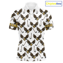 Load image into Gallery viewer, Golf Polo Shirts, Eagle Mens Golf Polo Shirts Custom Name White Golf Shirts For Men, Golf Gifts NHN0090
