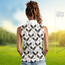 Load image into Gallery viewer, Golf Polo Shirts, Eagle Womens Sleeveless Golf Polo Shirt Custom Name White Golf Shirts For Women, Golf Gifts NHN0090