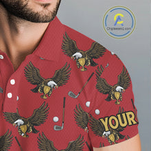 Load image into Gallery viewer, Golf Polo Shirts, Eagle Mens Golf Polo Shirts Custom Name Red Golf Shirts For Men, Golf Gifts NHN0091