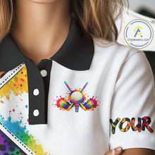 Load image into Gallery viewer, Womens Golf Polo Shirt Colorful Rainbow Leopard Print Pattern Custom Team Ladies Golf Tops NHN0227