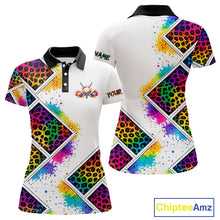 Load image into Gallery viewer, Womens Golf Polo Shirt Colorful Rainbow Leopard Print Pattern Custom Team Ladies Golf Tops NHN0227