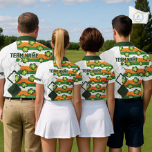 Load image into Gallery viewer, Womens Golf Polos Shirts Custom Green Clover St Patricks Day Pattern Ireland Flag Golf Top Shirt NHN0139