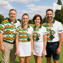 Load image into Gallery viewer, Womens Golf Polos Shirts Custom Green Clover St Patricks Day Pattern Ireland Flag Golf Top Shirt NHN0139