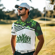 Load image into Gallery viewer, Mens Golf Polos Shirts Custom Green Clover St Patricks Day Plaid Pattern Golf Tops NHN0143