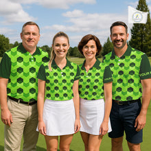 Load image into Gallery viewer, Plaid Mens Golf Polo Shirt Custom Abstract Green Hexagon Pattern Golf Shirts For Men NHN0156