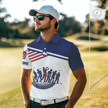 Load image into Gallery viewer, Mens Golf Polo Shirt Custom 250th Anniversary American Flag Skull Golf Shirt, Group Golf Gift NHN0143