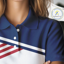 Load image into Gallery viewer, Womens Golf Polo Shirt Custom 250th Anniversary American Flag Skull Golf Shirts, Patriotic Gift NHN0143