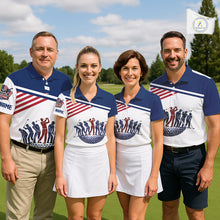 Load image into Gallery viewer, Mens Golf Polo Shirt Custom 250th Anniversary American Flag Skull Golf Shirt, Group Golf Gift NHN0143